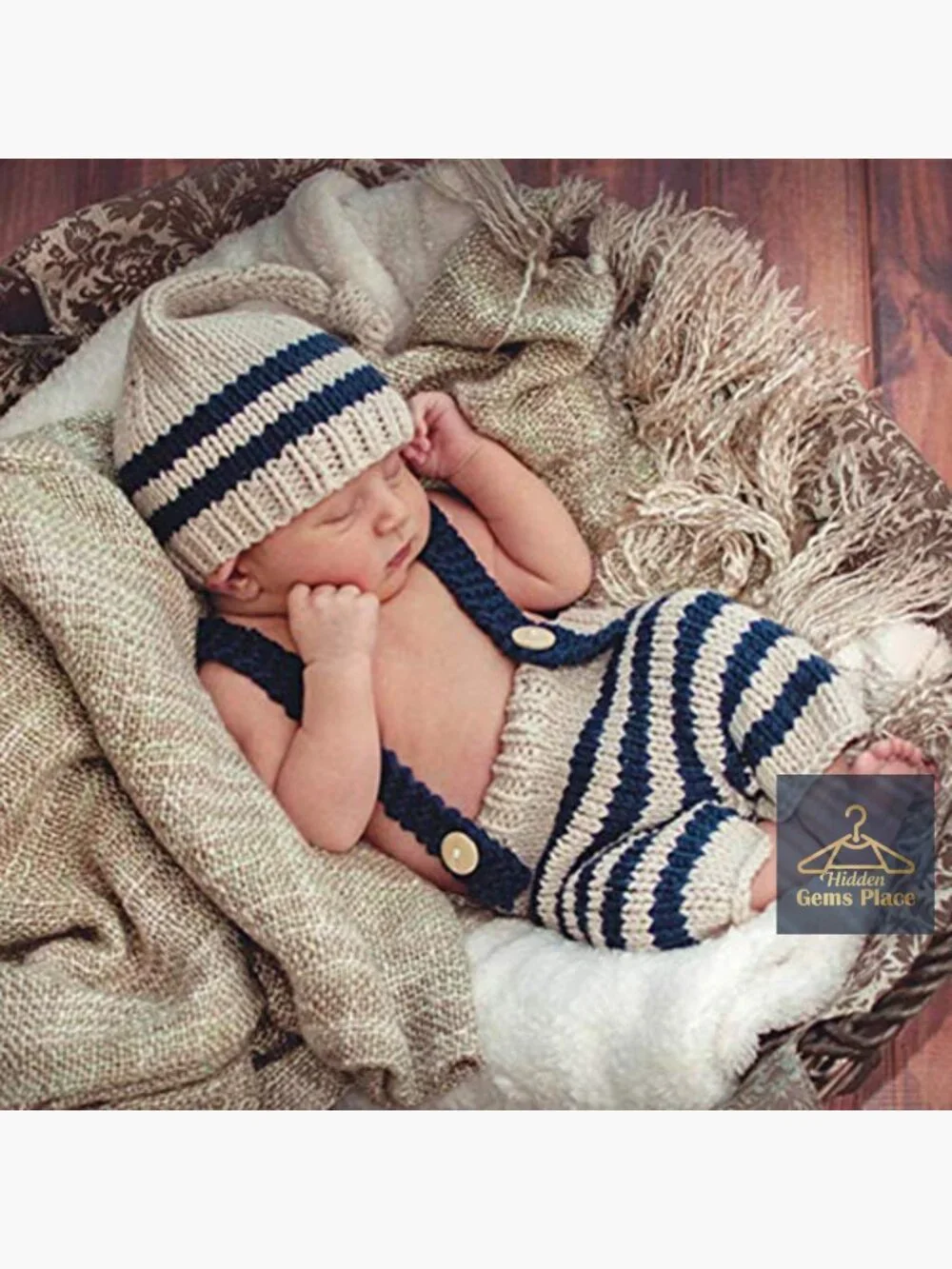 Newborn Baby Photography Props Hat & Pants Set Wool Unisex Costume